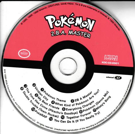 Pokemon: 2.B.A. Master: Music From The Hit TV Series W/ No Artwork ...