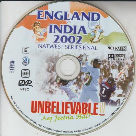 England Vs India: 2002 Natwest Series Final w/ No Artwork