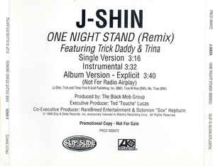 J-Shin: One Night Stand: Remix Promo