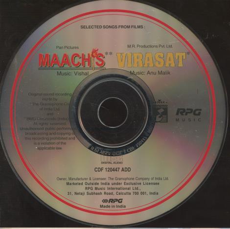 Maachis & Virasat: Selected Songs From Films w/ Back Artwork