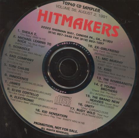 Hitmakers: Top 40 CD Sampler Volume 56 Promo w/ No Artwork