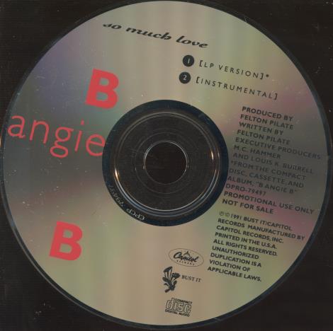 B Angie B: So Much Love Promo w/ Back Artwork