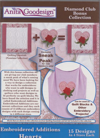 Anita Goodesign: Diamond Club Bonus Collection: Embroidered Additions Hearts