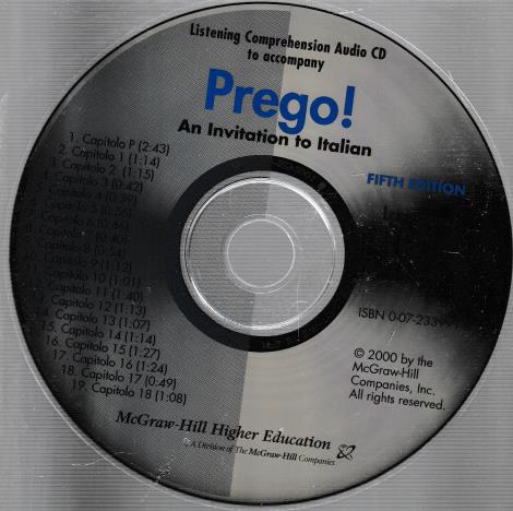 Listening Comprehension CD To Accompany Prego! An Invitation To Italian