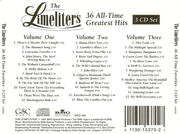 The Limeliters: 36 All-Time Greatest Hits 3-Disc Set – NeverDieMedia