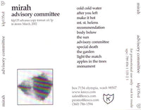 Mirah: Advisory Committee Promo w/ Back Artwork