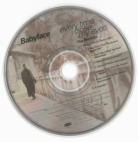 Babyface: Every Time I Close My Eyes (The Remixes) Promo w/ No Artwork