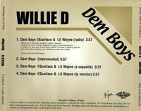 Willie D: Dem Boys Promo w/ Back Artwork