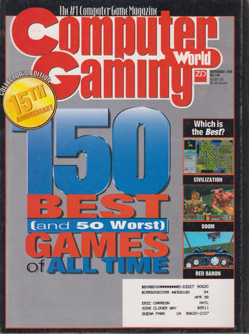 Computer Gaming World Magazine: November 1996: Issue 148 Collector's 15th Anniversary