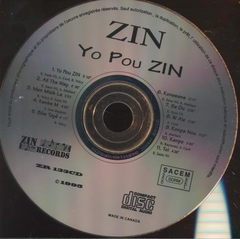 Zin: Yo Pou Zin w/ Back Artwork