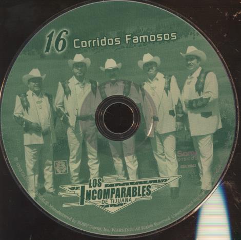 Los Incomparables De Tijuana: 16 Corridos Famosos w/ No Artwork