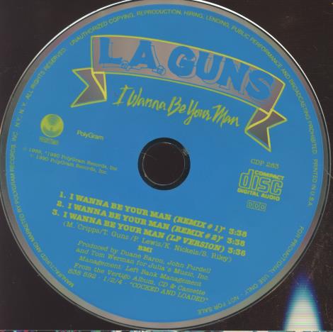 L.A. Guns: I Wanna Be Your Man Promo w/ Back Artwork