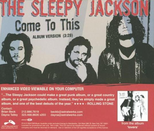 The Sleepy Jackson: Come To This Promo