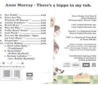 Anne Murray: There's A Hippo In My Tub 1977 w/ Back Art