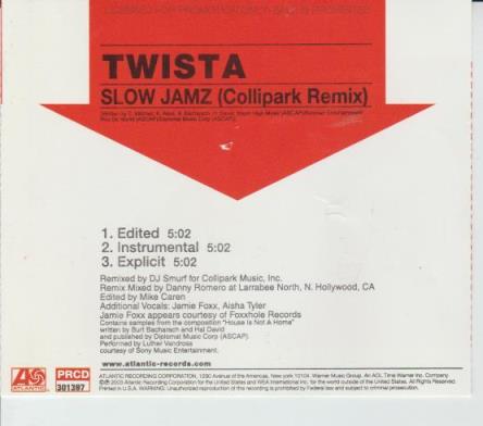 Twista: Slow Jamz (Collipark Remix) PRCD 301397 Promo