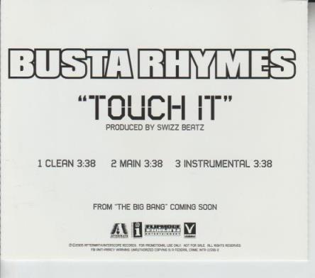 Busta Rhymes: Touch It Promo w/ Back Artwork