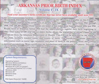 Arkansas Genealogical Society: Arkansas Prior Birth Index Vol I-IX