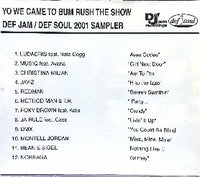 Yo We Came To Bum Rush The Show Island 2001 Sampler 2-Disc Set Promo w/ Artwork