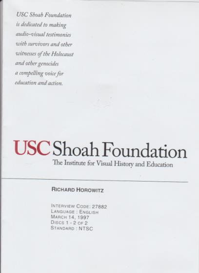 USC Shoah Foundation: Richard Horowitz 2-Disc Set