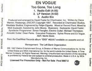 En Vogue: Too Gone, Too Long Promo