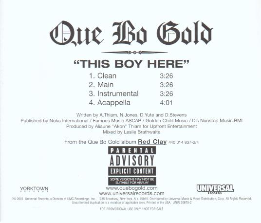 Que Bo Gold: This Boy Here Promo