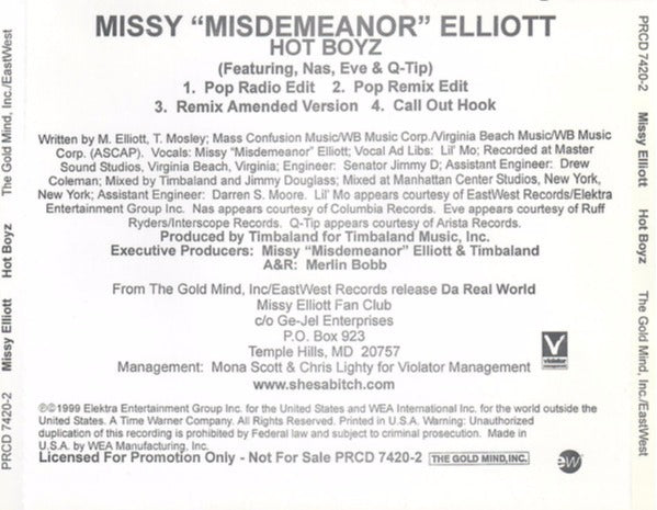 Missy Misdemeanor Elliott: Hot Boyz PRCD 7420 Promo