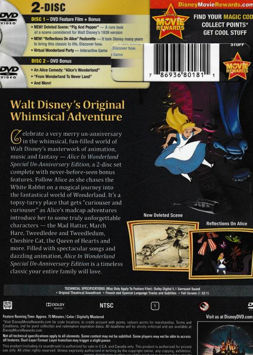 Disney Alice in Wonderland, Special Un-Anniversary Edition, 2-Disc [DVD]