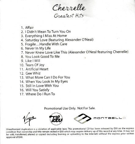 Cherrelle: Greatest Hits Promo