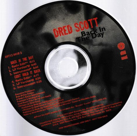 Dred Scott: Back In The Day / Can't Hold It Back Promo w/ No